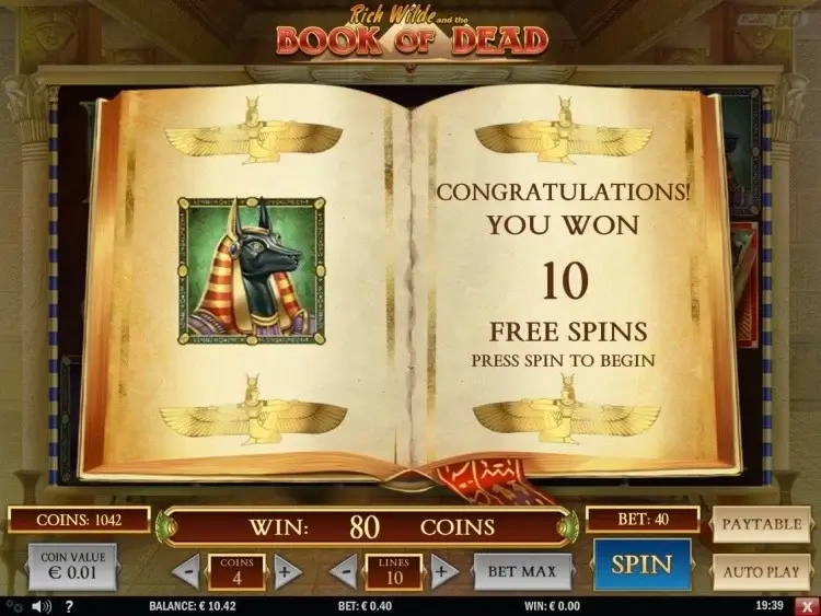 Rich Wilde and the Book of Dead slot free spins